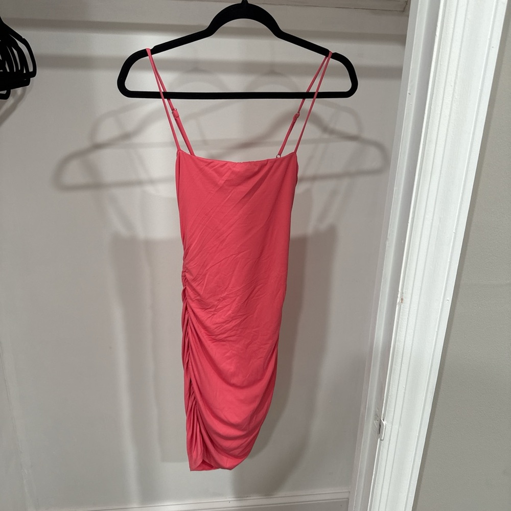 Elegant Pink Ruched Dress